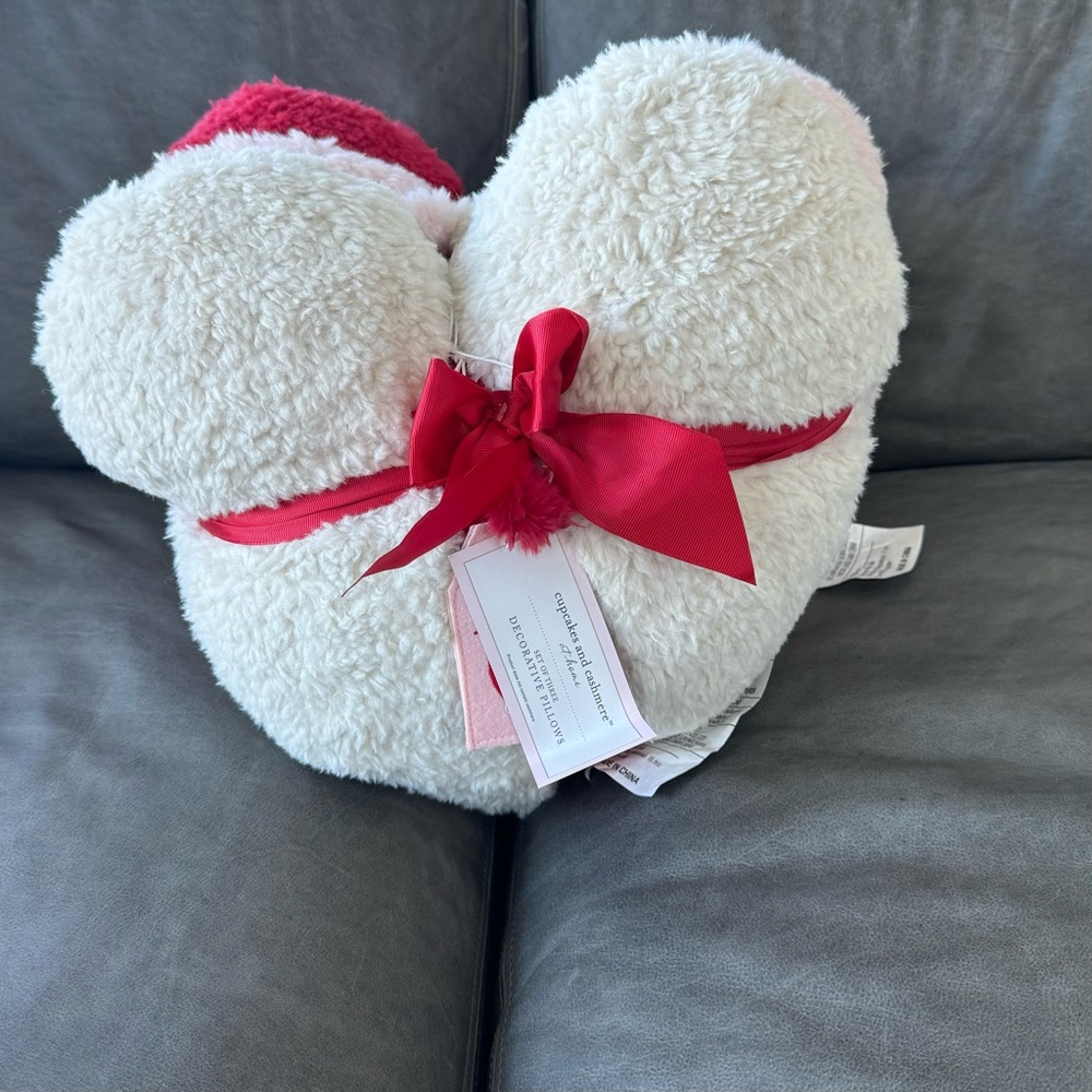 Cupcakes & Cashmere Heart Shaped Pillow Set Of 3 - White, Pink & Red NWT